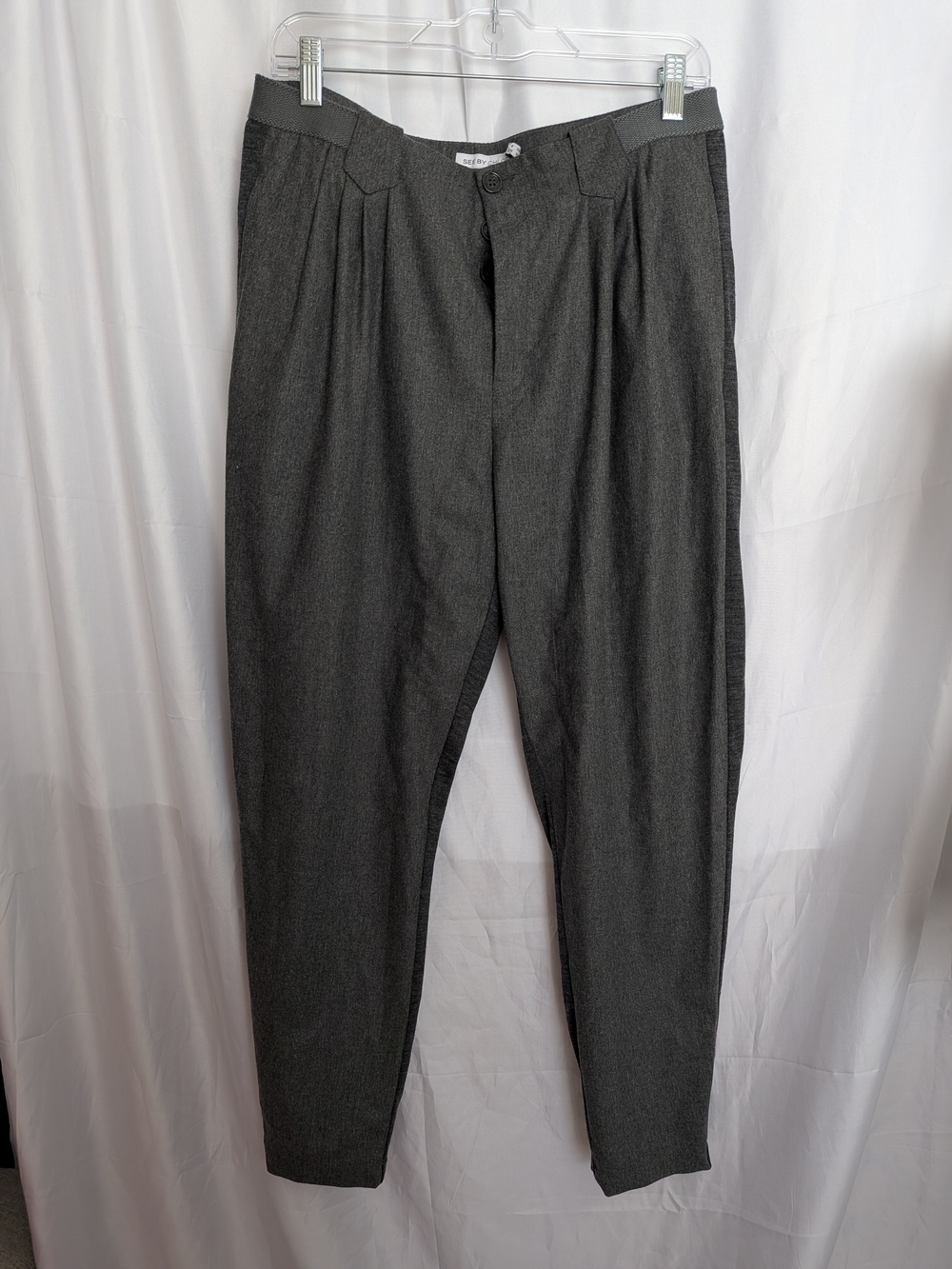 See by Chloé Vintage Y2K Gray Virgin Wool Pleated Tapered Trousers Size 6